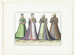 Vier Frauen in deutscher Mode in Augsburg, ca. 1580 von Anonymous