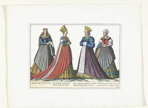 Vier Frauen in deutscher Mode in Nürnberg, ca. 1580 von Anonymous