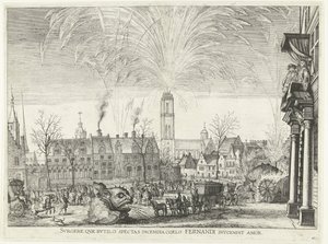 Feuerwerk; Einzug von Ferdinand in Gent im Jahr 1635 von Anonymous