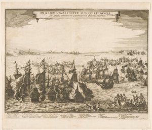 Seeschlacht zwischen den schwedischen und dänischen Flotten im Belt, 1644 von Anonymous