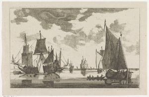 Segelschiffe und Boote auf ruhiger See von Anonymous
