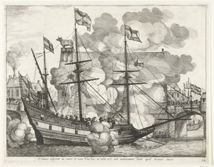Segelschiff, nach rechts; Einzug von Ferdinand in Gent im Jahr 1635 (Nr. 38) von Anonymous