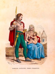 Eine gallische Familie während der Antike, Gravur - Private Sammlung von Anonymous Anonymous