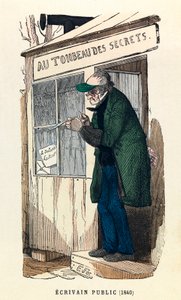 Ein öffentlicher Schreiber in Paris 1840, Gravur von Anonymous Anonymous