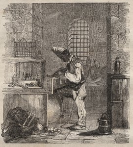 Eine Arbeitsgruppe im Bagne von Brest im 19. Jahrhundert. Gravur in „Histoire des bagnes depuis leur création à nos jours“ (1877) von Pierre Zaccone. Private Sammlung.