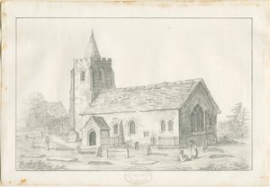 Acton Trussell Kirche: Bleistiftzeichnung, nd [?19. Jh.]