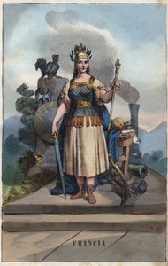 Allegorie von Frankreich - Gravur aus „Usi e Costumi di Tutti i Popoli dell
