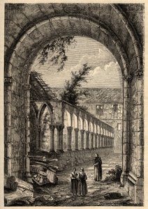 Ehemaliger Kreuzgang des Klosters der Cordeliers oder des Heiligen Franziskus von Quimper (Finistere) - Gravur in "PATRIE - BESCHREIBUNG DER MALERISCHEN FRANKREICH IN 6 BÄNDEN VON LUCIEN HUARD - Ende des 19. Jahrhunderts"
