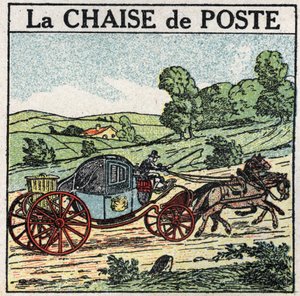 Tierzugkraft: der Poststuhl. Anonyme Illustration von 1925. Private Sammlung. von Anonymous Anonymous