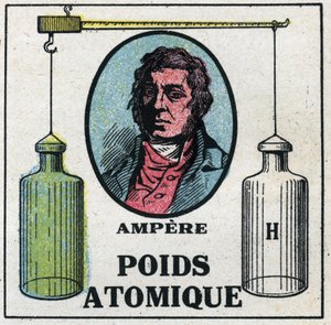 Atome: Das Atomgewicht von Andre Marie Ampere. Anonyme Illustration von 1925. Private Sammlung.