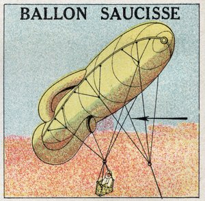 Ballons: Wurstballon. Anonyme Illustration von 1925. Private Sammlung. von Anonymous Anonymous