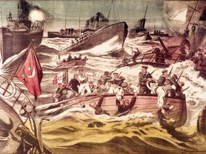 Schlacht von Kunfuda: Seeschlacht am 7. und 8. Januar 1912 während des Italienisch-Türkischen Krieges (1911-1912) im Roten Meer vor dem Hafen von Kunfuda, Saudi-Arabien.