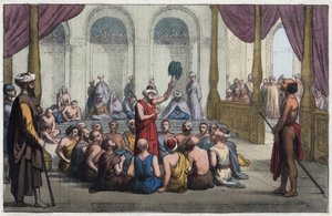 Brahmanen singen Lobgesänge auf den Gott Rama