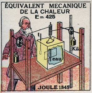Kalorimetrie: mechanisches Äquivalent der Wärme, entdeckt von James Prescott Joule (1818-1889) im Jahr 1845. Anonyme Illustration von 1925. Private Sammlung. von Anonymous Anonymous