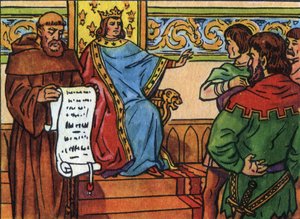 Karl IV. der Schöne (1294-1328) setzte seinen Willen gegen die Herren durch. Anonyme Illustration in 
