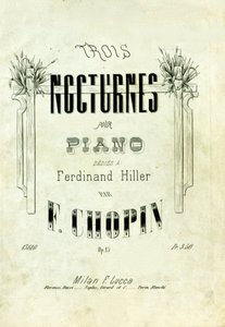 Titelblatt von „Nocturnes Opus 15“ für Klavier, gewidmet Ferdinand Hiller, komponiert von Frédéric Chopin (1810-1849).
