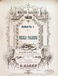 Titelseite der Partitur von Sonata 1, op 2 von N Paganini von Anonymous Anonymous