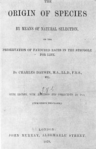 Titelseite des Buches „Die Entstehung der Arten“ von Charles Darwin (1809 - 1882). Ausgabe von 1878.