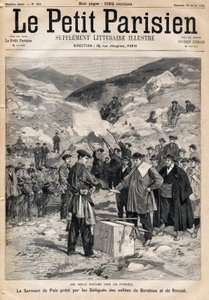 Brauch der Pyrenäen: der Friedenseid der Delegierten der Täler von Baretous und Roncal. In „Le Petit Parisien“ am 23.07.1893 von Anonymous Anonymous