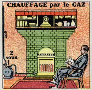 Hausheizung: Gasheizung. Anonyme Illustration von 1925. Private Sammlung von Anonymous Anonymous