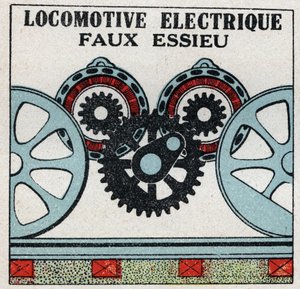 Elektrische Eisenbahnen: falsche Achse einer Elektrolokomotive. Anonyme Illustration von 1925. Private Sammlung. von Anonymous Anonymous