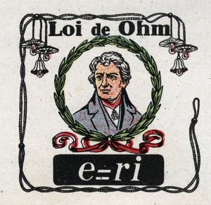Elektrische Einheiten: Das Ohmsche Gesetz von Physiker George Simon Ohm (1787-1854). Anonyme Illustration von 1925. Private Sammlung.