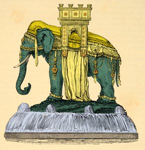 Projekt für einen Elefantenbrunnen auf dem Place de la Bastille, abgerissen 1840 (Gravur, Privatbesitz)