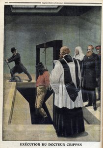 Hinrichtung von Dr. Crippen - Illustration aus „Le Petit Journal“, illustriertes Supplement, 4. Dezember 1910 - Hinrichtung von Dr. Herbert Hawley Crippen im Pentonville-Gefängnis, zum Tode verurteilt wegen des Mordes an der schönen Elmore