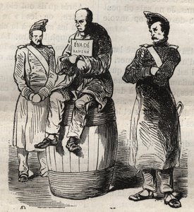 Ausstellung eines entflohenen Sträflings im Bagne von Toulon im 19. Jahrhundert. Gravur in „Histoire des bagnes depuis leur création à nos jours“ (1877) von Pierre Zaccone. Private Sammlung. von Anonymous Anonymous