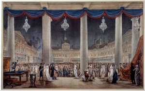 Ausstellung von Industrieprodukten im Hof des Louvre im Jahr 1801