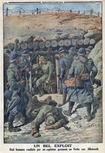 Erster Weltkrieg 1914-1918. Acht Soldaten der französischen Armee unter der Führung eines Hauptmanns erobern ein Fort von den Deutschen. In „Le Petit Journal“, am 03.09.1916. Private Sammlung von Anonymous Anonymous