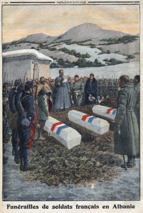 Erster Weltkrieg 1914-1918. Beerdigung französischer Soldaten in Albanien. In „Le Petite Journal“