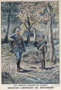 Erster Weltkrieg 1914-1918 (Krieg 14-18). Der junge russische Soldat Ignatof in einem Regiment der französischen Armee. In „Le Petit Journal“, am 21.05.1916. Private Sammlung von Anonymous Anonymous