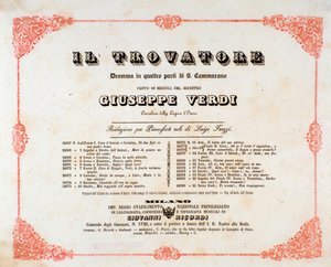 Frontispiz von Il trovatore, Oper von Giuseppe Verdi von Anonymous Anonymous