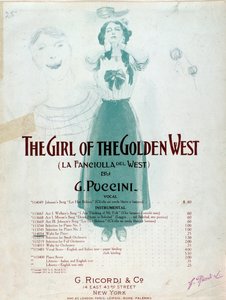 Frontispiz der Partitur von „Das Mädchen aus dem goldenen Westen“ von Puccini