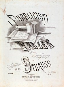 Frontispiz der Partitur von Die Publizisten (Op. 321) von Johann Strauss von Anonymous Anonymous