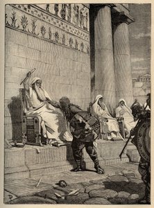 Gallischer Anführer Brennus (Brennos) kehrt 390 v. Chr. in die römische Hauptstadt zurück. - Die Gallier in Rom - Plünderung Roms - Gravur 1890 von Anonymous Anonymous