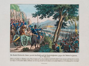 Russische Armee überquert den Pruth-Fluss nach Moldawien im Mai 1828 von Anonymous Anonymous