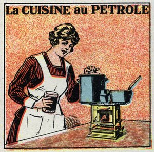 Heizung zu Hause: die Küche mit Öl. Anonyme Illustration von 1925. Private Sammlung. von Anonymous Anonymous