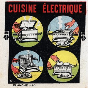 Haushaltsanwendungen der Elektrizität: elektrische Küche mit Grill. Anonyme Illustration von 1925. Private Sammlung. von Anonymous Anonymous
