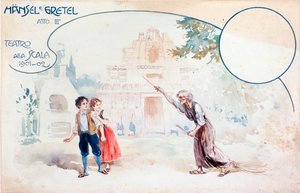 Illustration der Oper Hänsel und Gretel von Humperdinck, während der Aufführung im Teatro alla Scala von Anonymous Anonymous