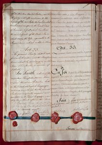 Unabhängigkeit der Vereinigten Staaten: Freundschafts- und Handelsabkommen zwischen Frankreich und den Vereinigten Staaten (dargestellt durch Benjamin Franklin) vom Februar 1778 in beiden Sprachen. 1778 Paris, Außenministerium