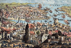 Innenansicht von Sewastopol, Zerstörung der Stadt durch die Russen, ihr Rückzug