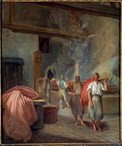 Innenraum einer Färberei bei Les Gobelins Anonymes Gemälde. 1760. Dim 0,37 x 0,30 m Paris, Musée Carnavalet von Anonymous Anonymous