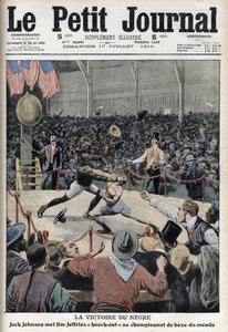 Jack Johnson gewinnt die Weltmeisterschaft im Boxen gegen Jim Jeffries in Reno, Nevada, 4. Juli von Anonymous Anonymous