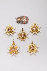 Königreich beider Sizilien - Orden des Heiligen Januarius - Hohe: Juwel bestehend aus einer Platte des Ordens des Heiligen Januarius und einer Platte des Konstantinischen Ordens des Heiligen Georg