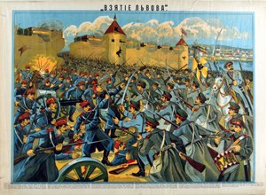 Die Schlacht von Lemberg (Lviv, Lvov) (1914) die Eroberung der Stadt durch die Russen gegen die österreichisch-ungarische Armee - Die Eroberung von Lemberg von Anonym