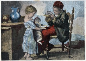 Les trennes de Minou. Gravur aus dem späten 19. Jahrhundert. von Anonymous Anonymous