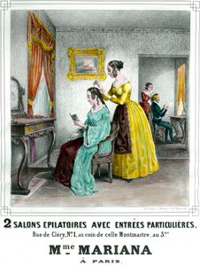 Schönheitssalon von Madame Mariana, Werbeplakat aus dem 19. Jahrhundert, Privatsammlung