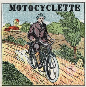Mechanische Traktion: Motorrad. Anonyme Illustration von 1925. Private Sammlung.